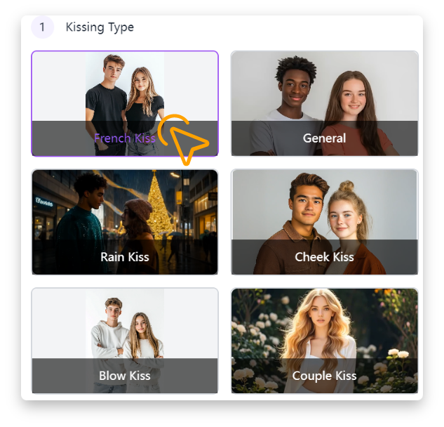 Select the Kiss Type : French Kiss