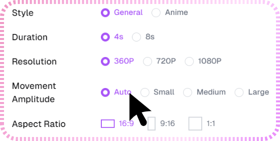 Select the video settings